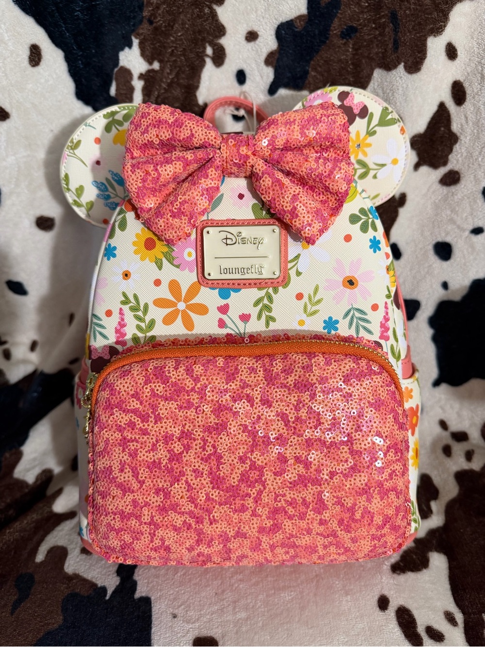 Disney x Loungefly Kids Floral Sequin Bow Mini Backpack - Pink